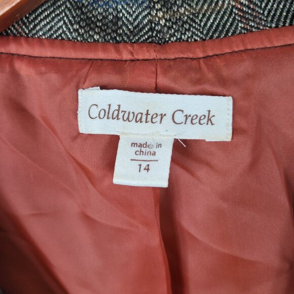 Coldwater Creek Blazer Jacket size 14 Floral Ruffle Tweed Open Front Profession - Picture 6 of 7